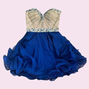 Sherri Hill Blue Rhinestoned Cocktail Dress for Prom or Pageant